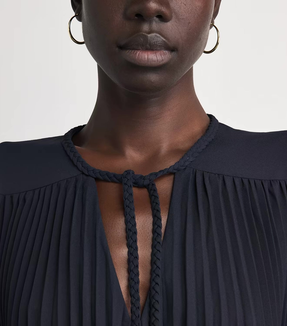 MJ Navy Blue & Black Short Pleated Mini Dress