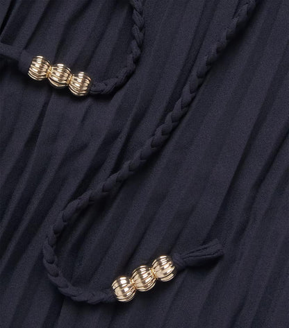 MJ Navy Blue & Black Short Pleated Mini Dress