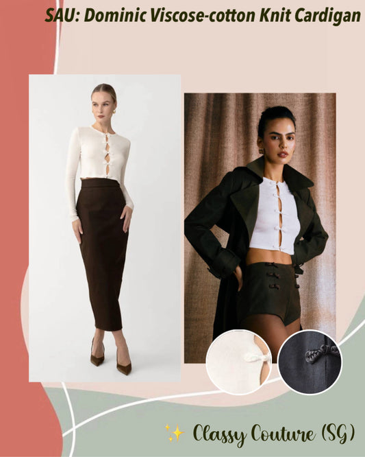 SAU Dominic Viscose-cotton Cropped Knit Cardigan