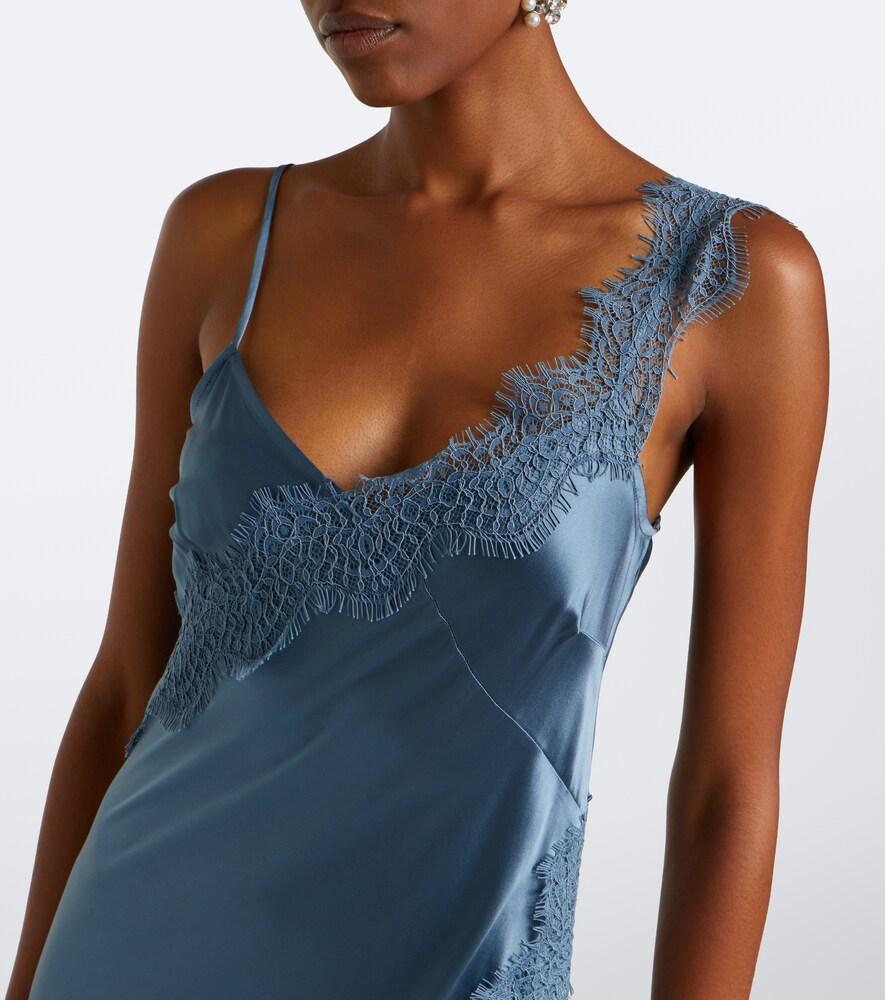 VB Vernon Lace Silk-viscose Midi Maxi Dress in Blue Silk Steel