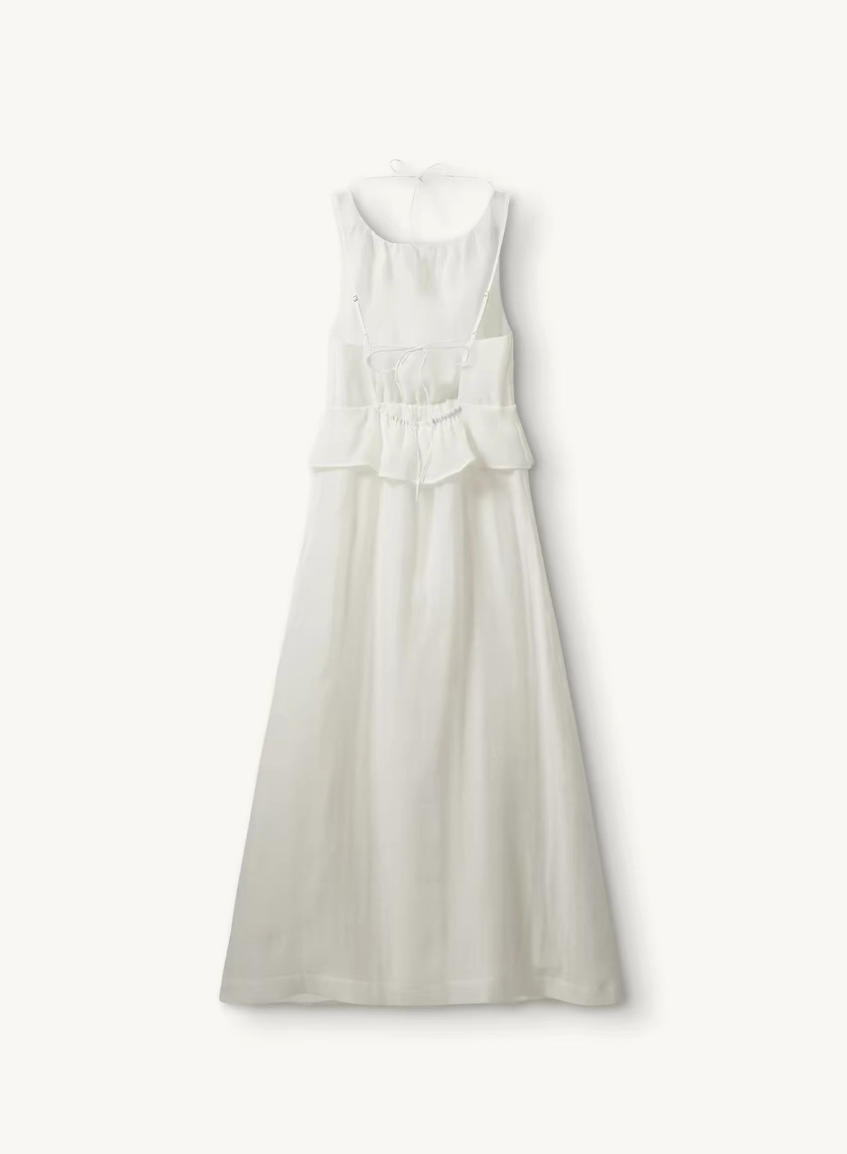 Thetis Halter Tie-back Peplum Top | Maxi Dress Gown in White Chiffon