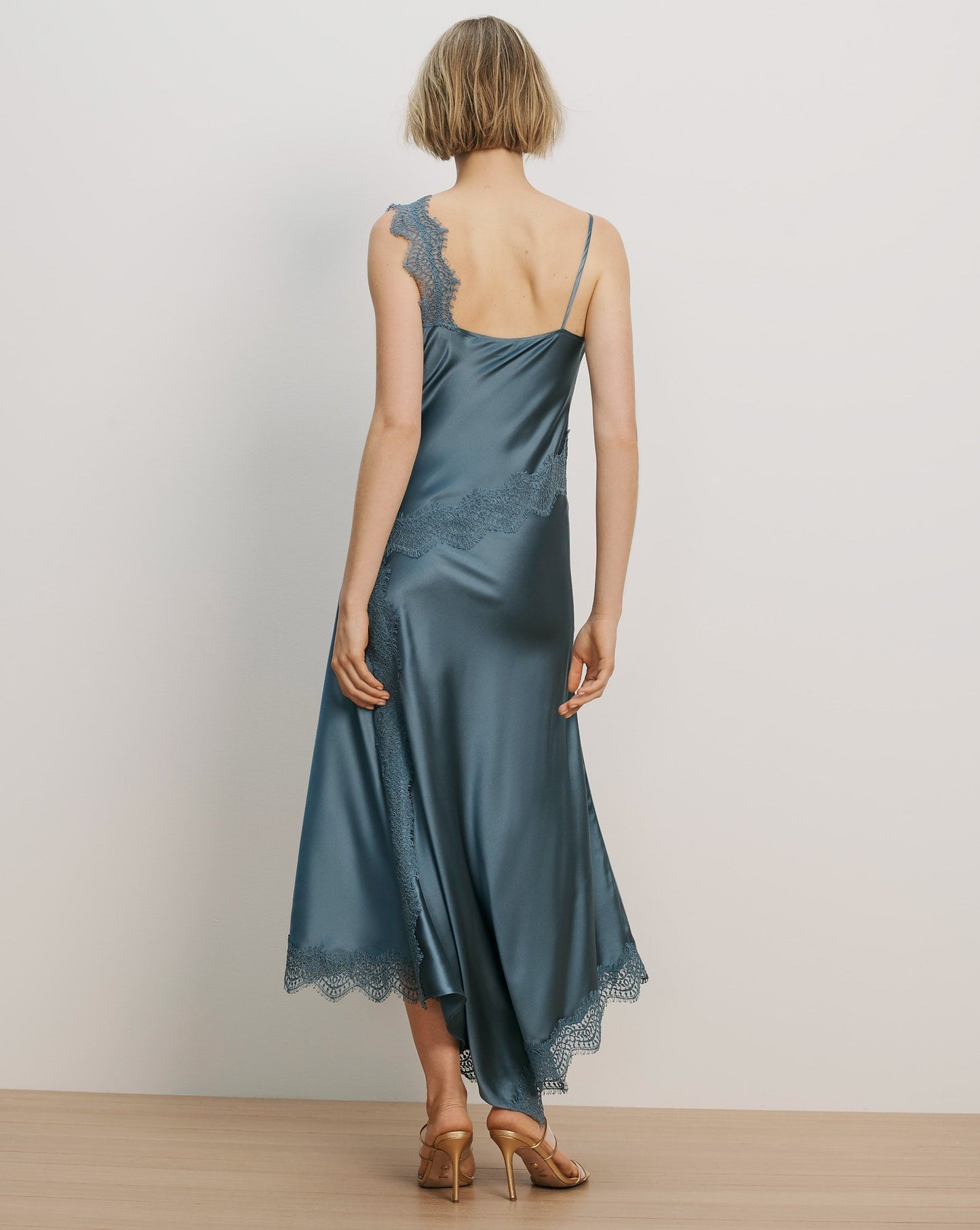 VB Vernon Lace Silk-viscose Midi Maxi Dress in Blue Silk Steel
