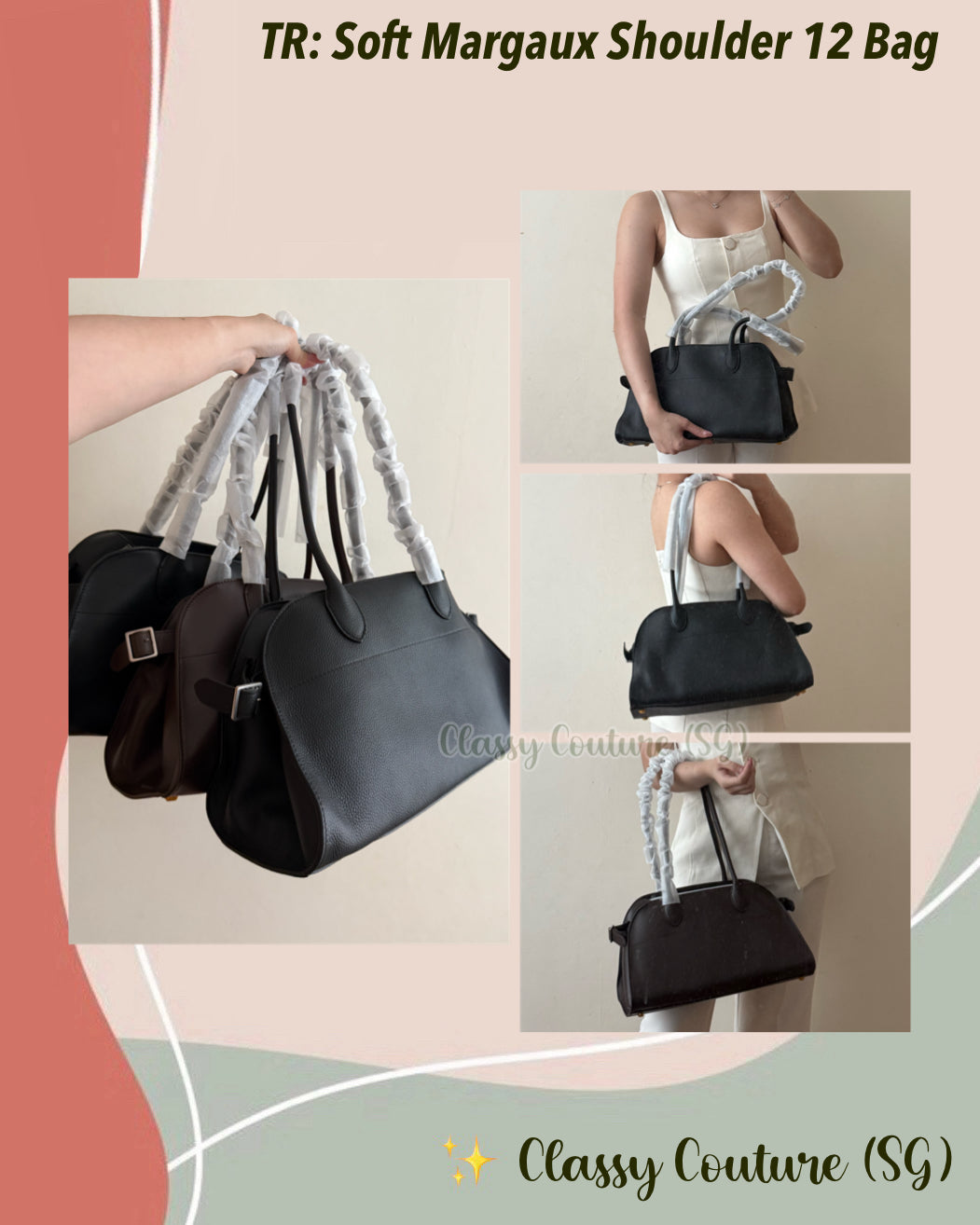 TR Soft Margaux Shoulder 12 Calfskin Leather Bag