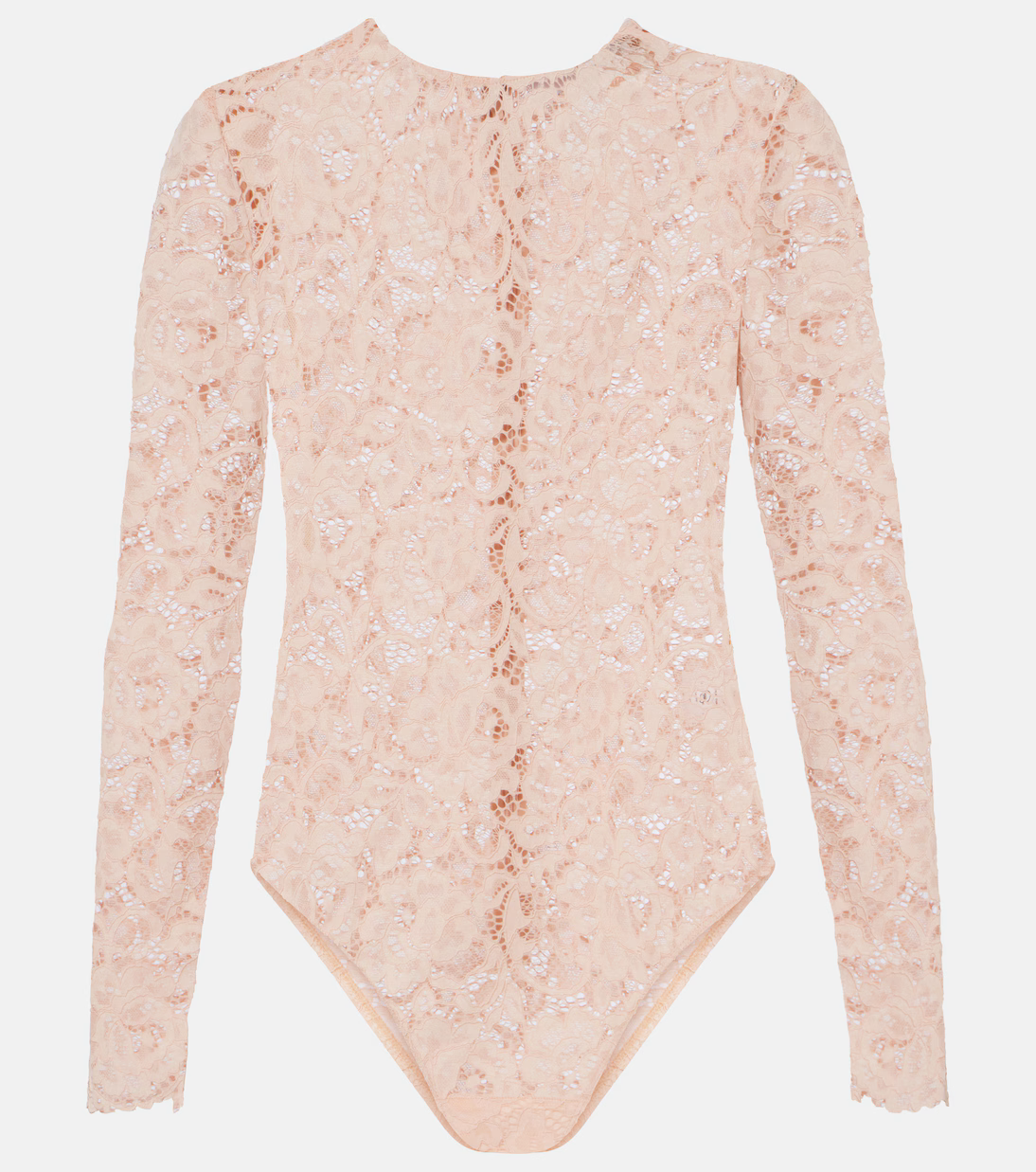 SP Beige-pink Floral Lace BodySuit One-piece | White Cotton Asymmetrical Midi Skirt | Set