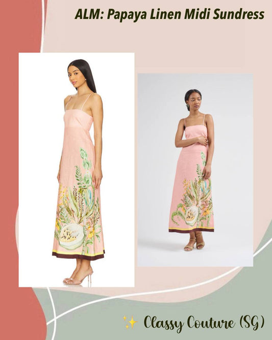 ALM Papaya Linen Midi Dress Sundress