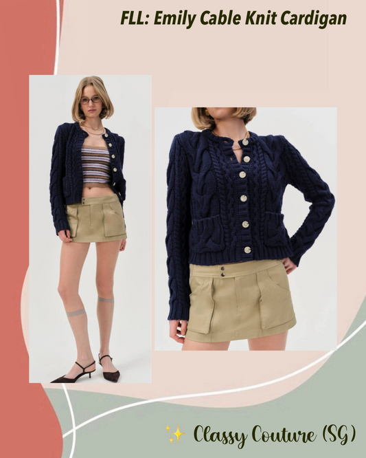 FLL Emily Cable Knit Viscose-wool-cashmere blend Cardigan