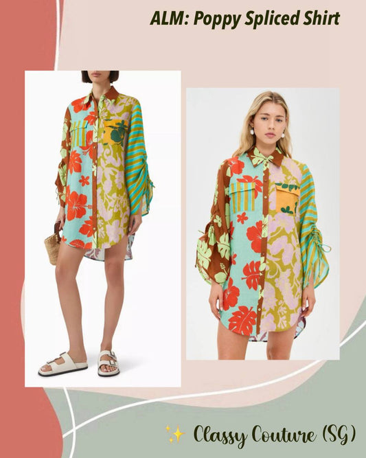 ALM Poppy Spliced Shirt Tunic Mini Dress