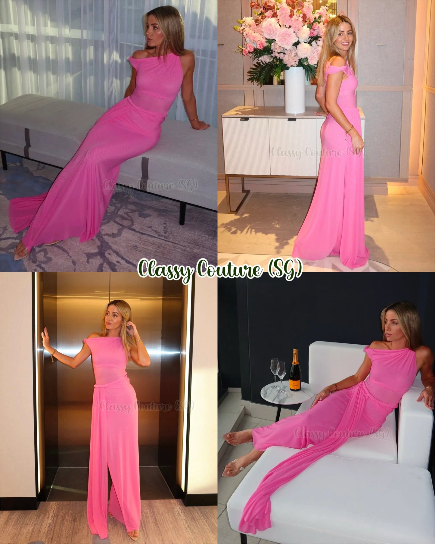 3 Colors! MS Sisal Asymmetric Mesh Maxi Dress