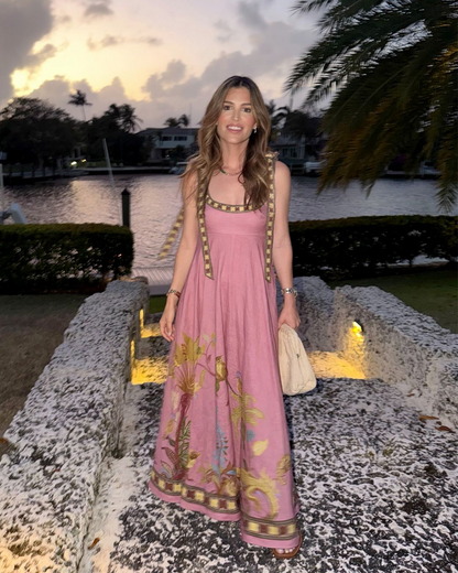 ALM Zuri Pink Ballet Linen Midi Dress Sundress