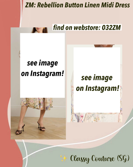 032ZM Buttoned Bird-Printed Linen Midi Dress