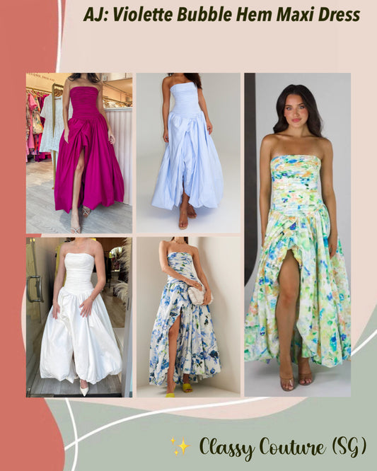 5 Colors! AJ Violette Bubble Hem Maxi Dress
