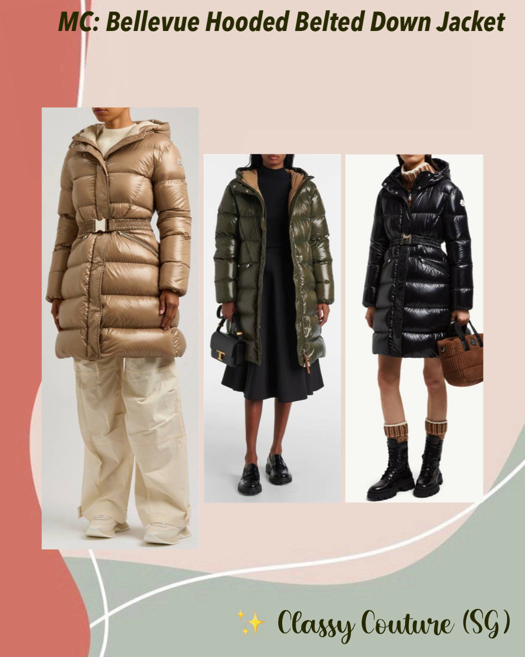 MC Bellevue Hooded Long Belted Down Jacket