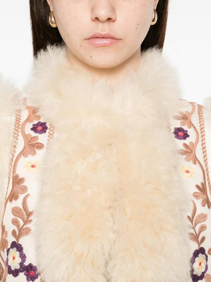 Magyar Cotton Vest with Lambskin Fur trim