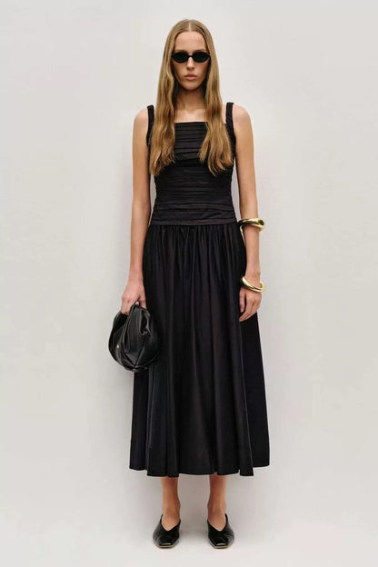 2 Colors! AJ Star Ruched Cotton Midi Dress