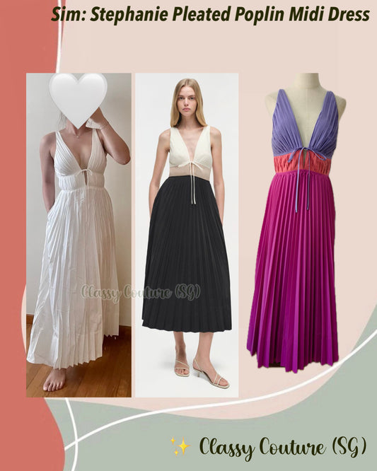 Sim Stephanie Pleated Poplin Midi Dress