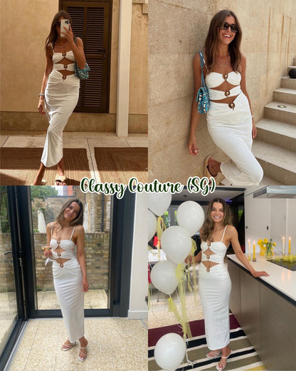 CE Pierced Orbit Column Midi Dress