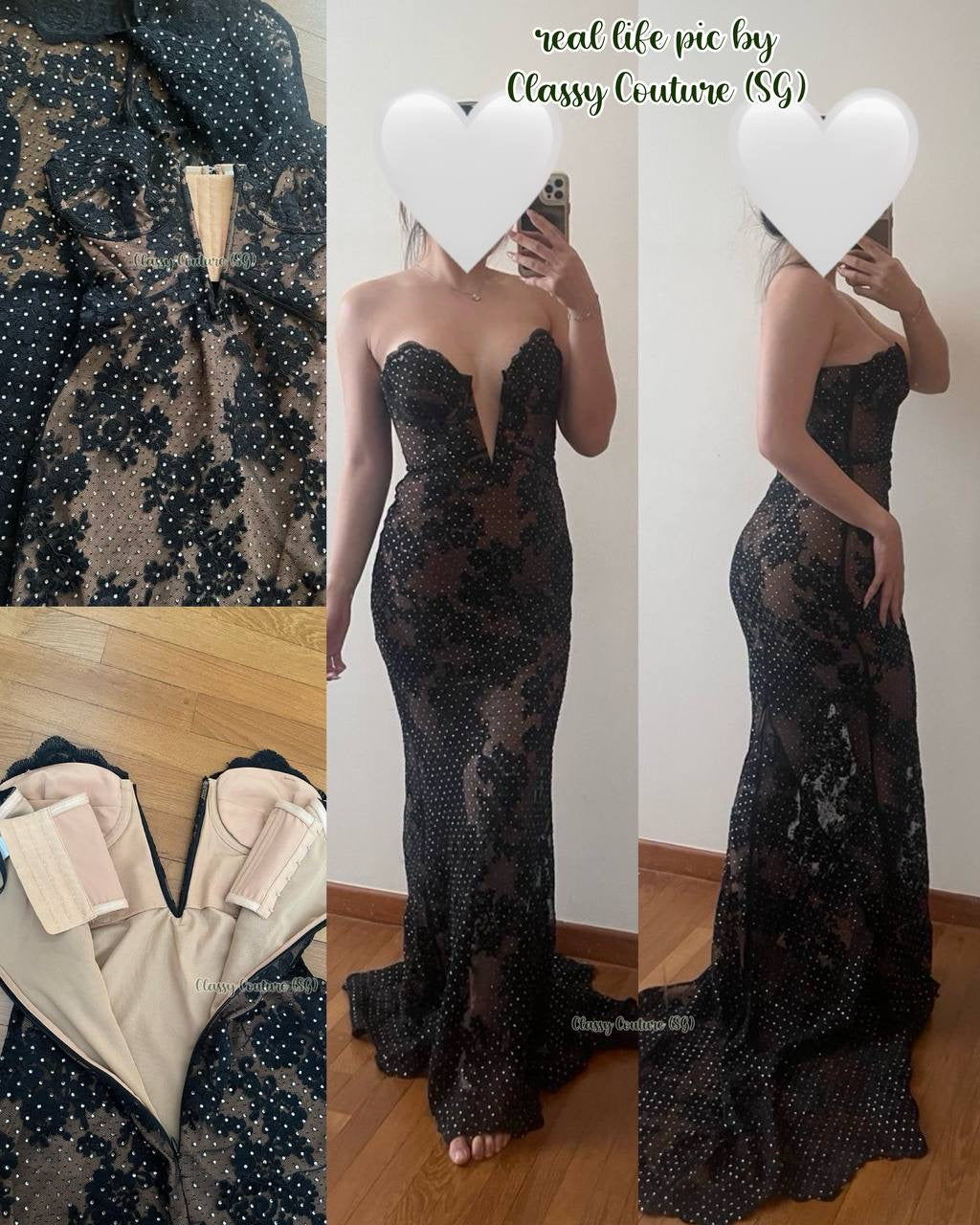 Amberly Belted Lace ¾ Sleeve Gown | Tadashi Shoji