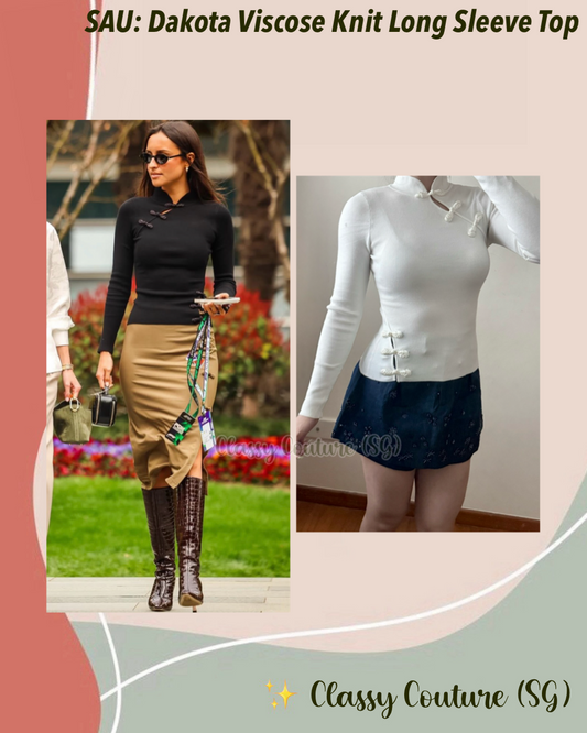 2 Colors! SAU Dakota Viscose Knit Long Sleeve Mandarin Top