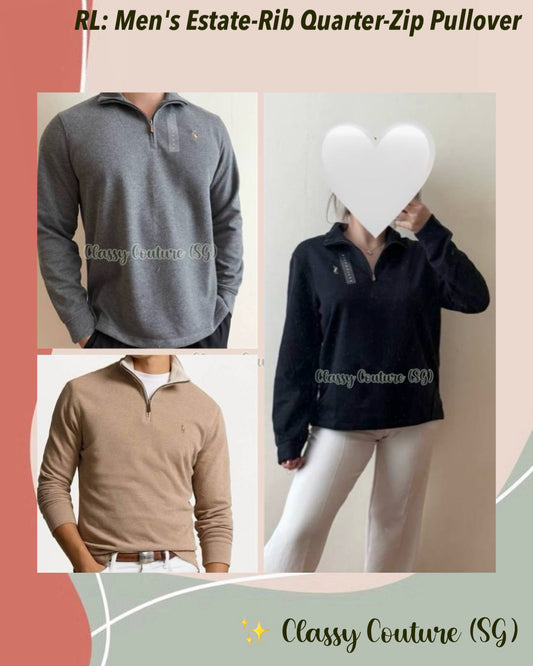 Unisex! RL Men's Estate-Rib Quarter-Zip Pullover