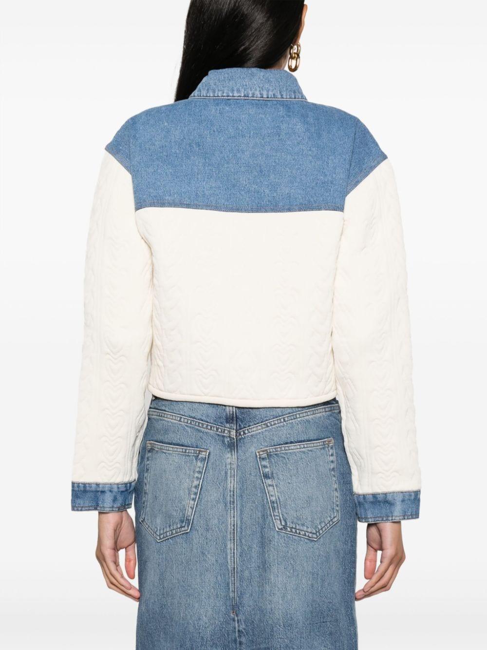 SALE! SD Dual-Material Coatigan Denim Jacket with Heart Motifs