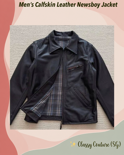 Men’s Calfskin Leather Newsboy Jacket