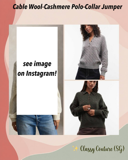 Cable Wool-Cashmere Polo-Collar Quarter Button-down Jumper Sweater