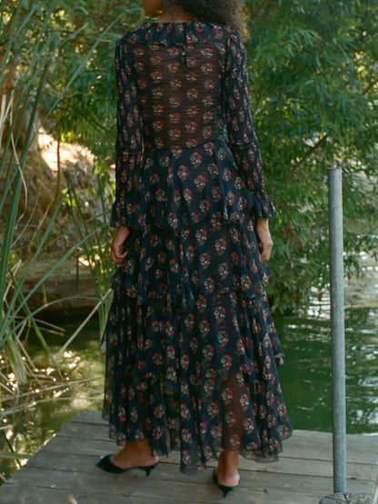 DN Ciara Silk Georgette Tiered Maxi Dress