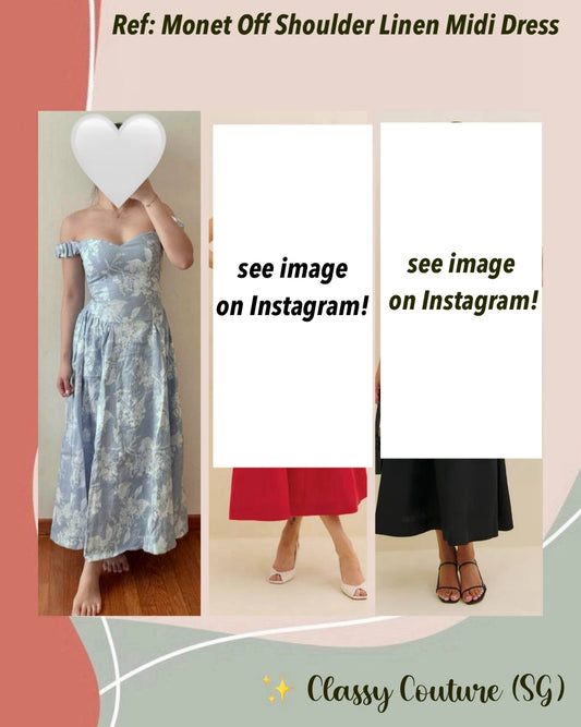 Ref Monet Linen Off Shoulder Midi Dress