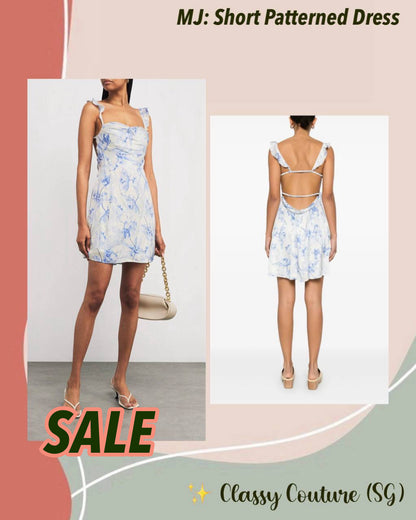 SALE! MJ Romantiblue Short Patterned Floral Drape Viscose Mini Dress