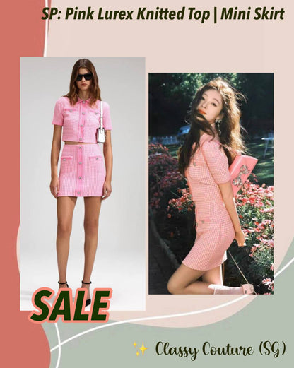 SALE! SP Pink Lurex Knitted Top | Mini Skirt | Set