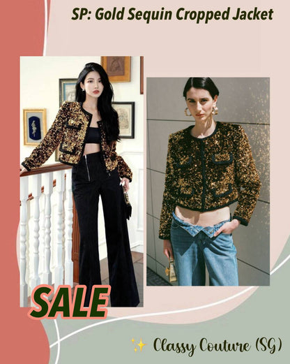 SALE! SP Gold Sequin Cropped Jacket