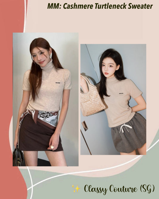 MM Cashmere Turtleneck Short-sleeved Sweater Top