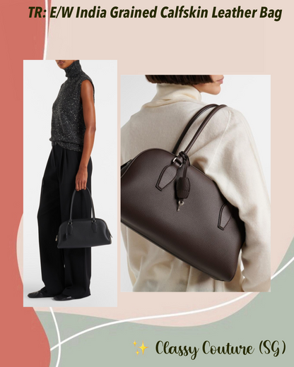 TR E/W India Grained Calfskin Leather Bowling Shoulder Bag