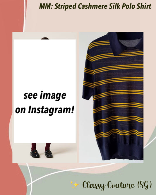 MM Striped Wool-Cashmere-Silk Polo Shirt