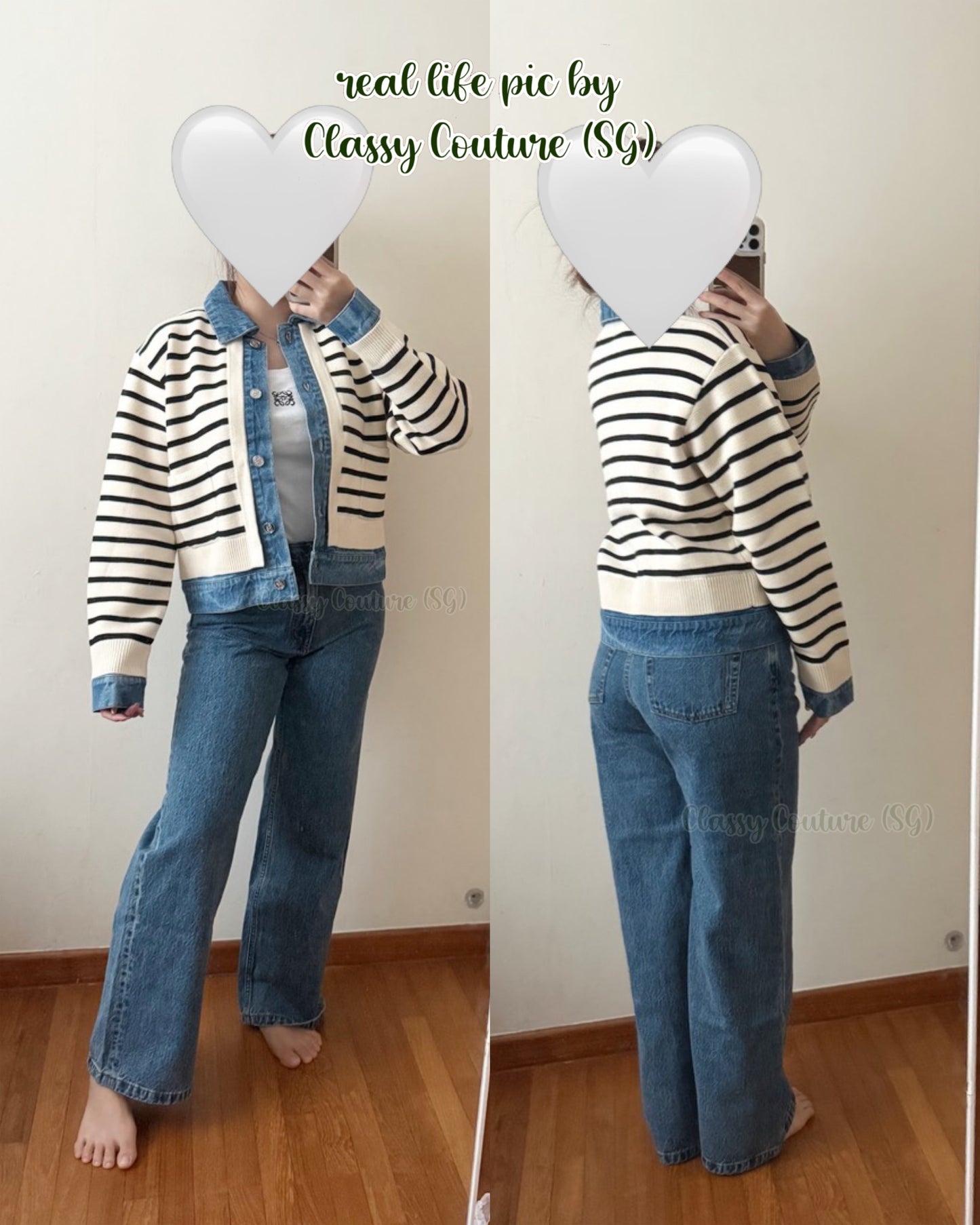 SD Ylva Stripy Knit And Denim Coatigan Jacket