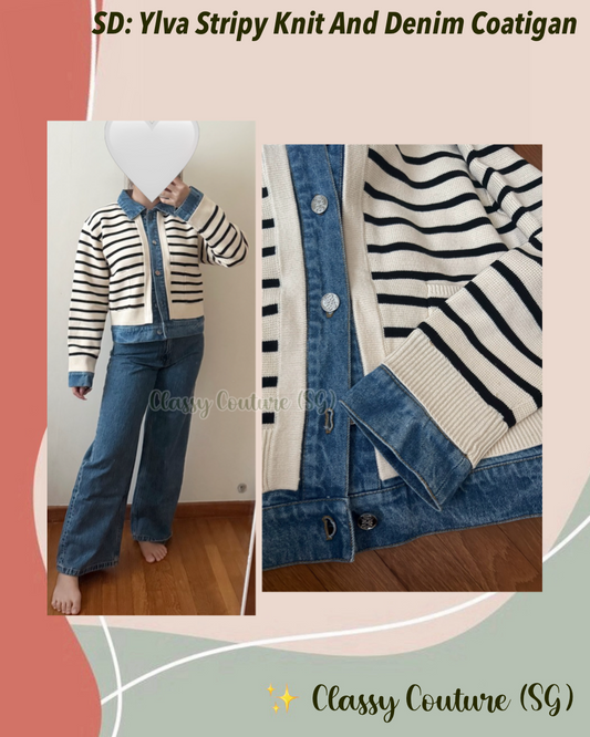 SD Ylva Stripy Knit And Denim Coatigan Jacket