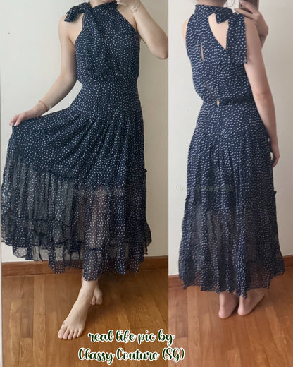 3 Colors! RX Pussybow Abi Viscose Georgette Chiffon Midi Dress