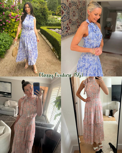 3 Colors! RX Pussybow Abi Viscose Georgette Chiffon Midi Dress