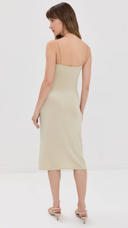 Ref Pavia Tencel Jersey Knit Bodycon Midi Dress in Dried Herbs