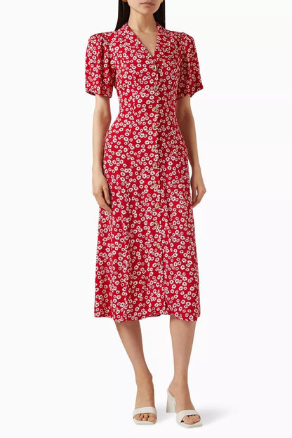 Ref Red Wilde Viscose-Rayon Midi Dress