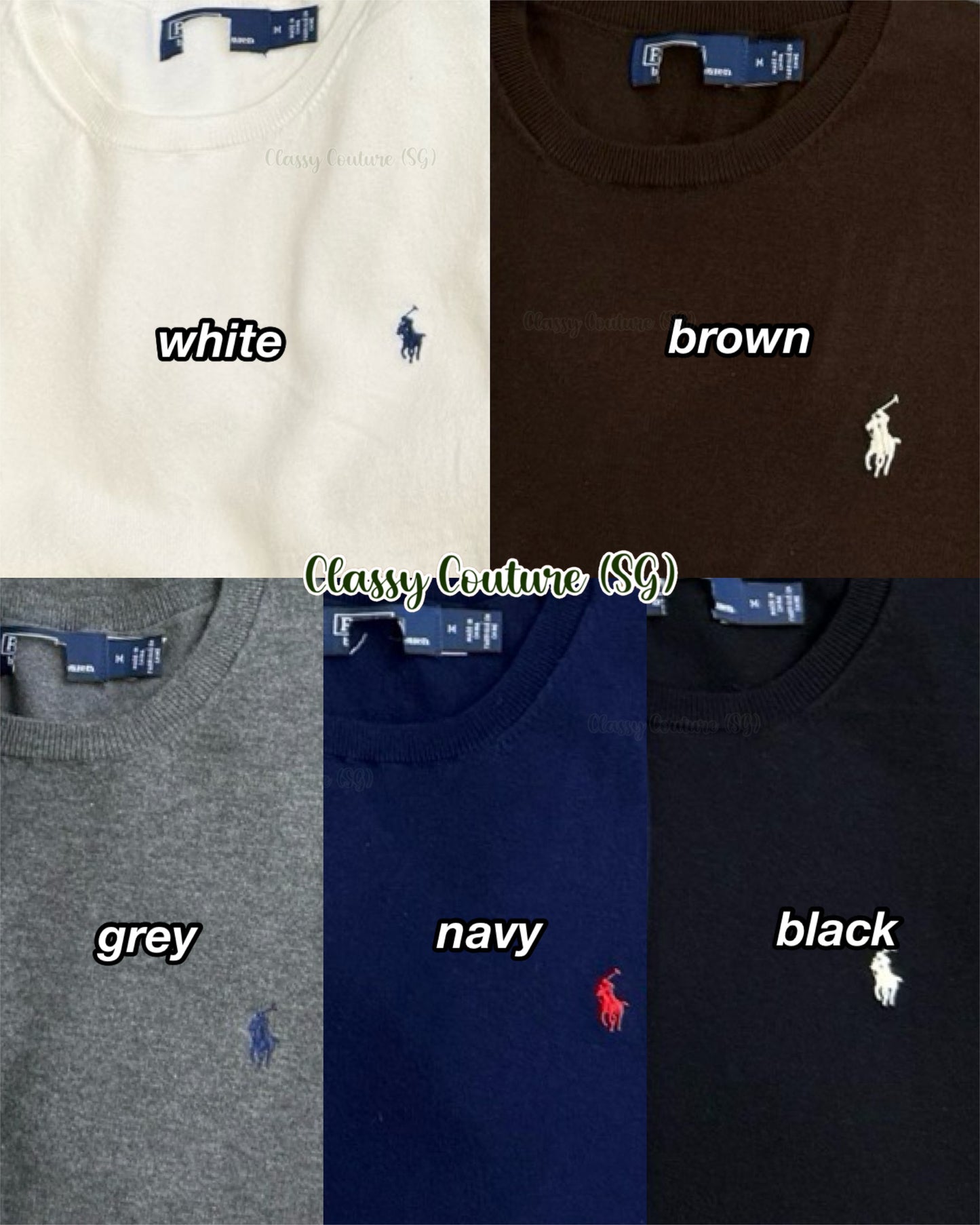 5 Colors! RL Pima Stretch-Cotton Short Sleeve Crewneck Sweater Top