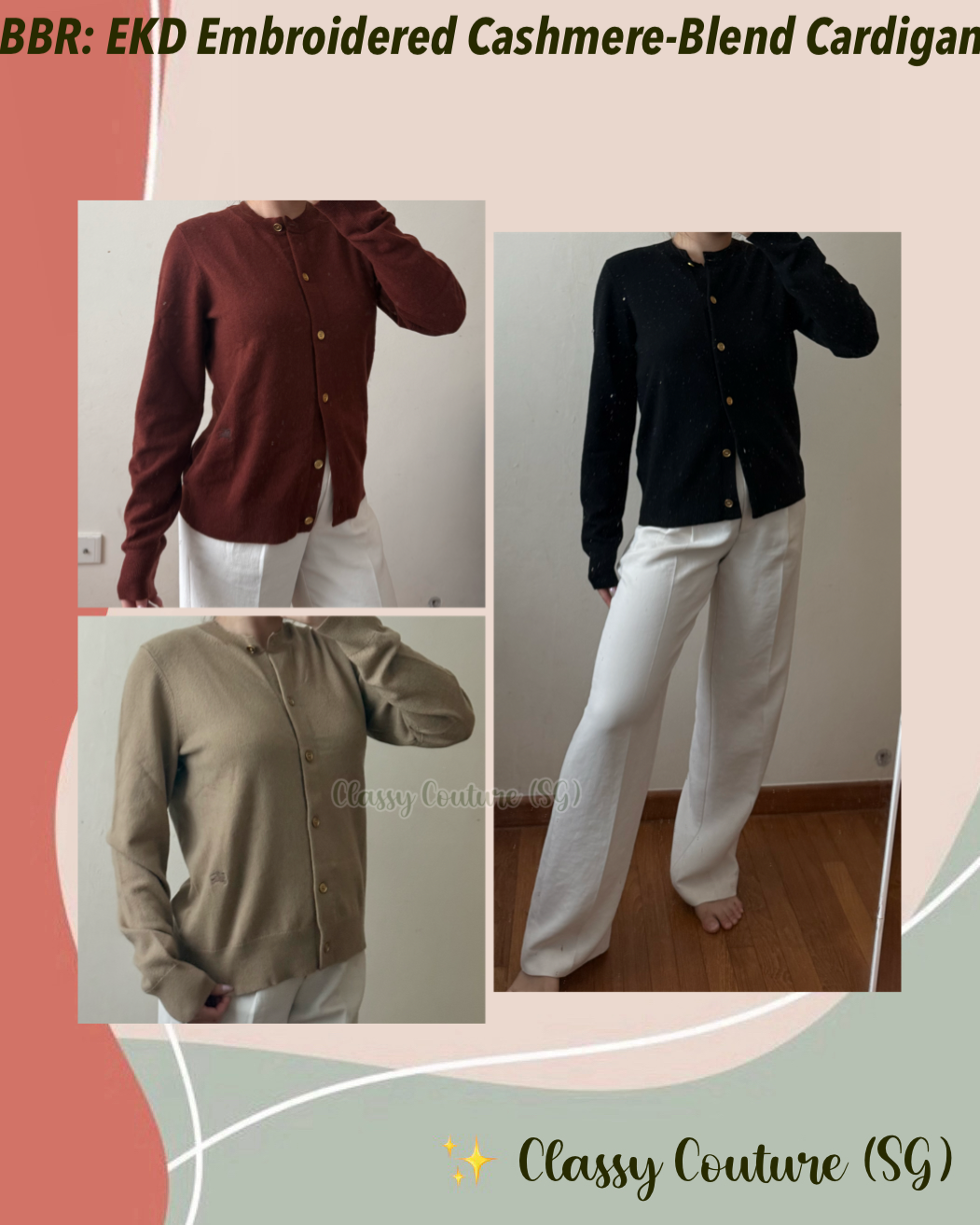 Best!! BBR EKD Logo Embroidered Buttoned Cashmere-Blend Cardigan