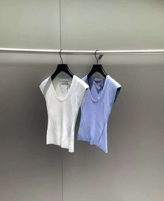 IR Ribbed Knit Viscose-blend Top