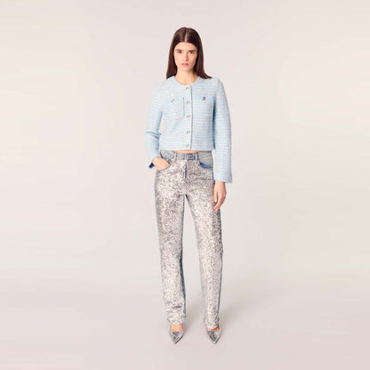 MJ MIROIR Blue Sequinned Cardigan