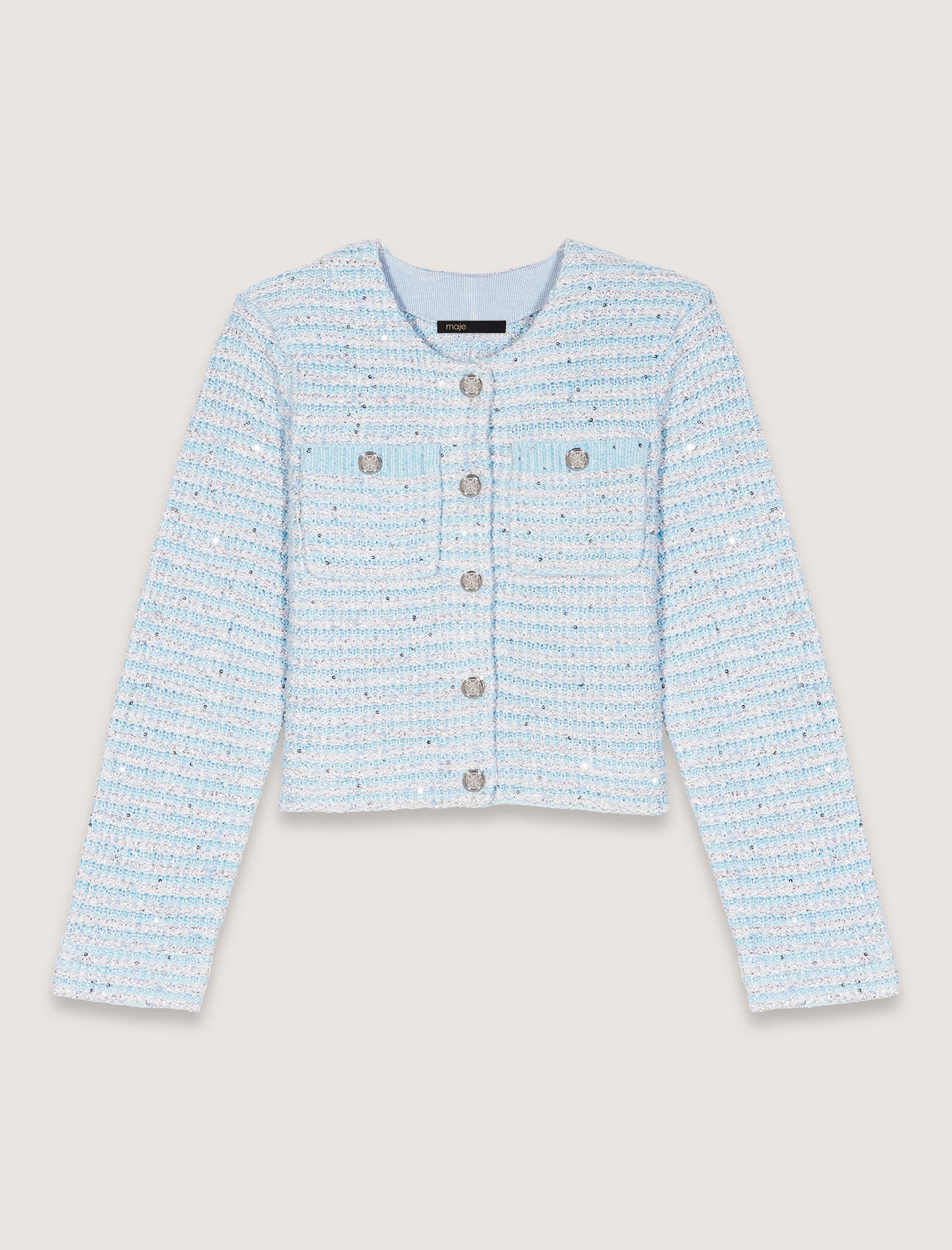 MJ MIROIR Blue Sequinned Cardigan