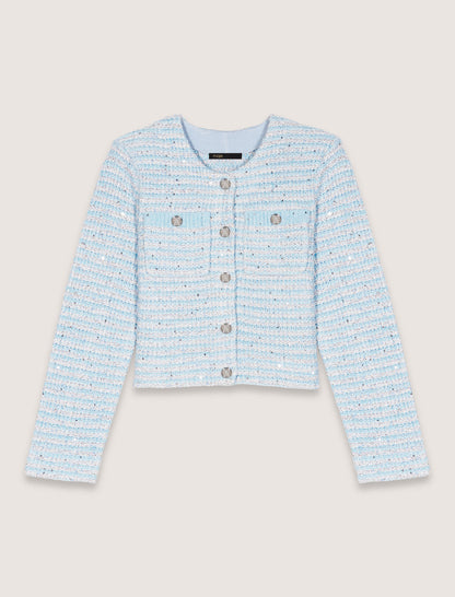 MJ MIROIR Blue Sequinned Cardigan