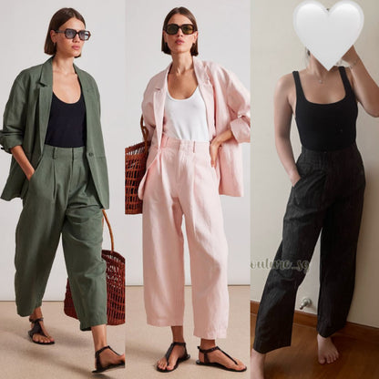 3 Colors! AA Bari Crop Trouser Pants in Pin Stripe | Thyme | Rosa