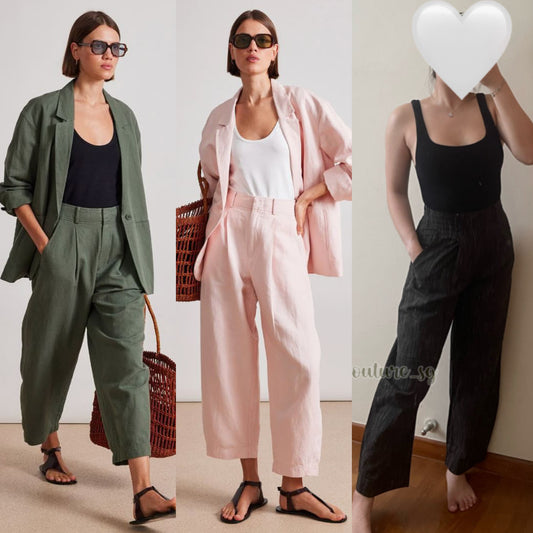 3 Colors! AA Bari Crop Trouser Pants in Pin Stripe | Thyme | Rosa