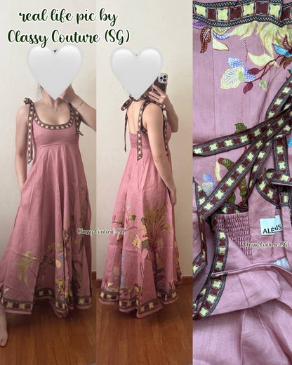ALM Zuri Pink Ballet Linen Midi Dress Sundress