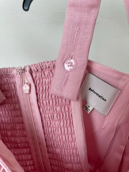 Ref Everett Linen Mini Dress in Pink